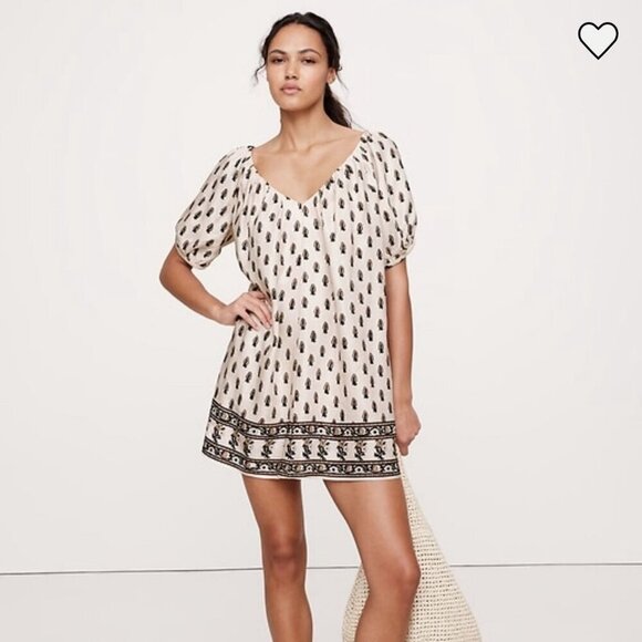 Dresses & Skirts - Banana Republic Viscose-Linen Block Print Mini Dress (Size Large)